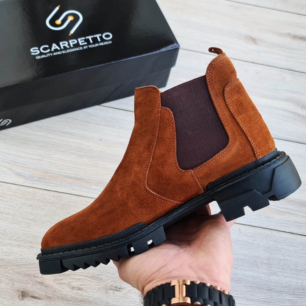 Gherardo Tobacco Men's Genuine Suede Leather Boots